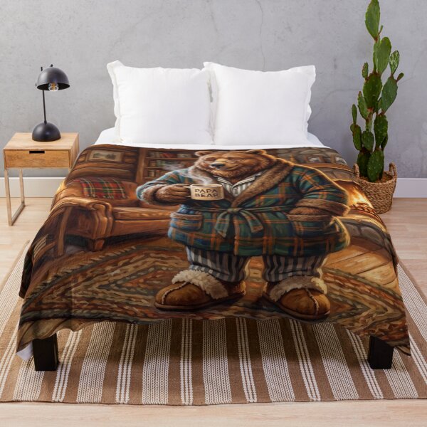 Item preview, Cute Cottagecore Papa Bear Coffee Morning Cabin Hearth Illustration designed and sold by Englandbear.
