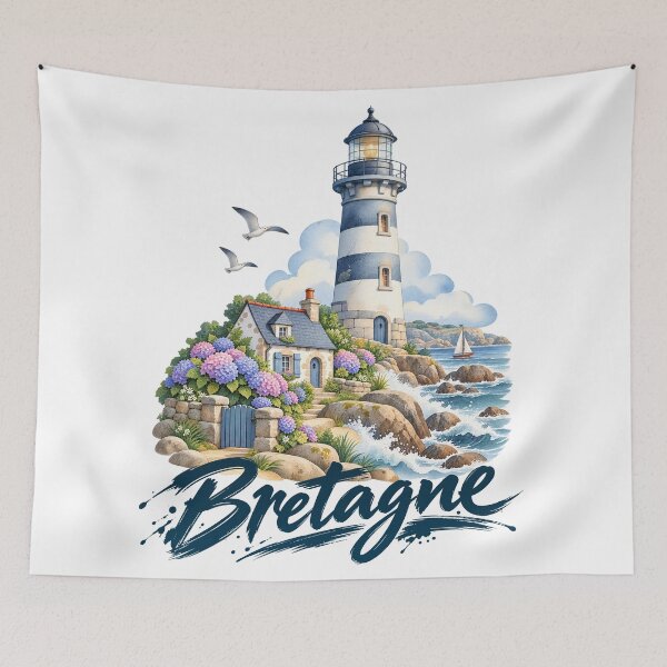 Item preview, Brittany Lighthouse and Seaside Cottage Watercolor designed and sold by Art of Sun.