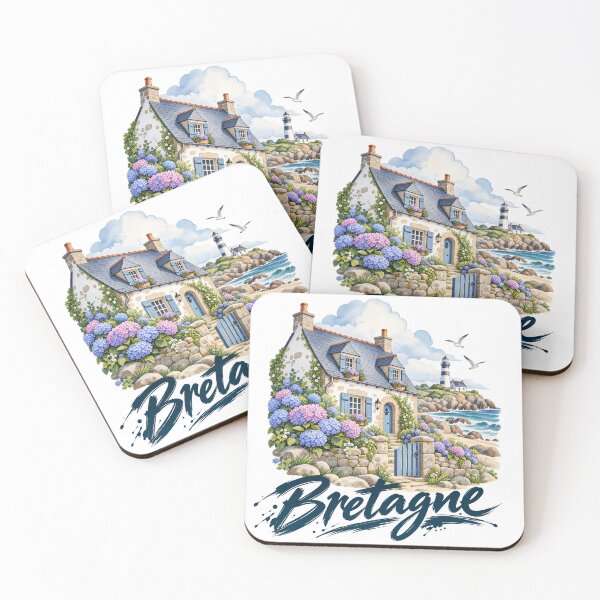 Item preview, Brittany France Coastal Cottage – Colorful Seaside Watercolor designed and sold by Art of Sun.