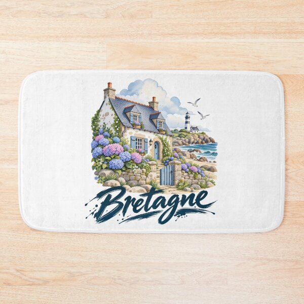 Item preview, Brittany France Coastal Cottage – Colorful Seaside Watercolor designed and sold by Art of Sun.