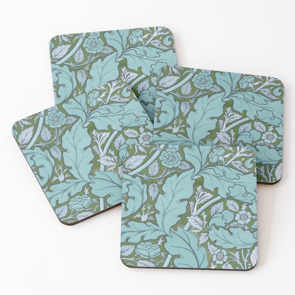 Item preview, Distressed dusty blue Acanthus & Rose William Morris floral designed and sold by Anne Londez Studio.