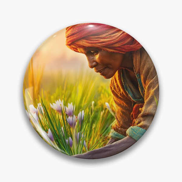 Item preview, Elderly Woman Harvesting Flowers at Sunrise designed and sold by Artessie.