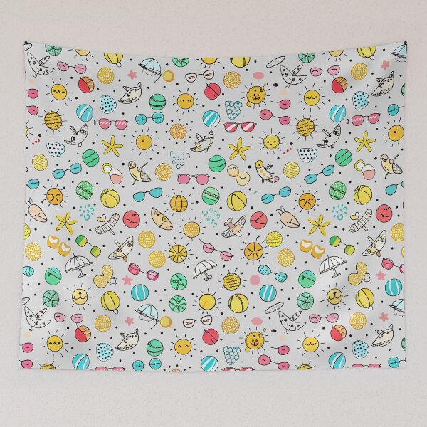 Item preview, Summer Beach Doodle Vacation Pattern designed and sold by SmyrnaArtGalery.