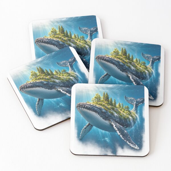 Item preview, Whale Carrying a Tiny Forest – Surreal Ocean Nature Design designed and sold by okay 2 look .