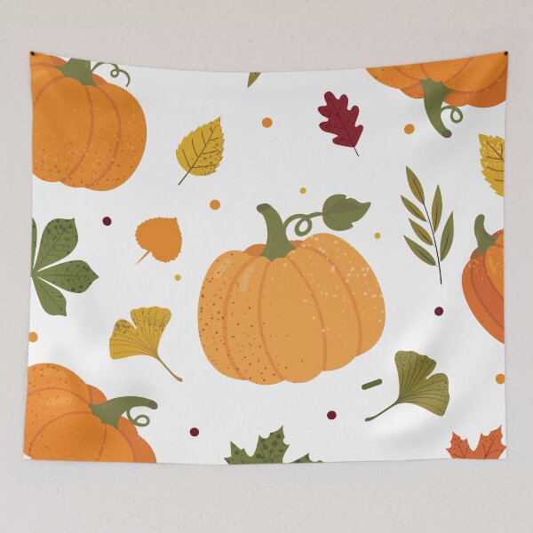 Item preview, Autumn Pumpkin and Leaves Pattern Illustration designed and sold by BetweenForms.