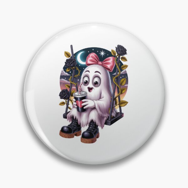 Item preview, Cute Pastel Goth Ghost On Swing – Combat Boots Halloween Art designed and sold by jkrphoto.