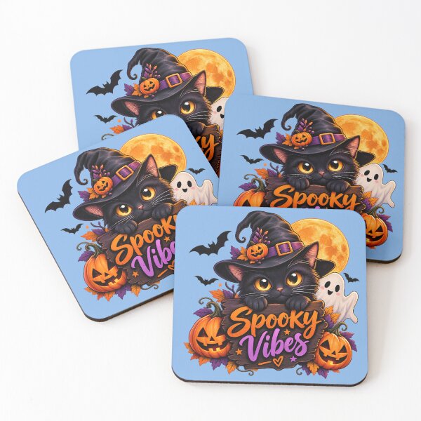 Item preview, Adorable Black Cat Witch with Spooky Vibes Sign - Cute Halloween Pumpkin & Ghost Illustration designed and sold by Creative StudioK.
