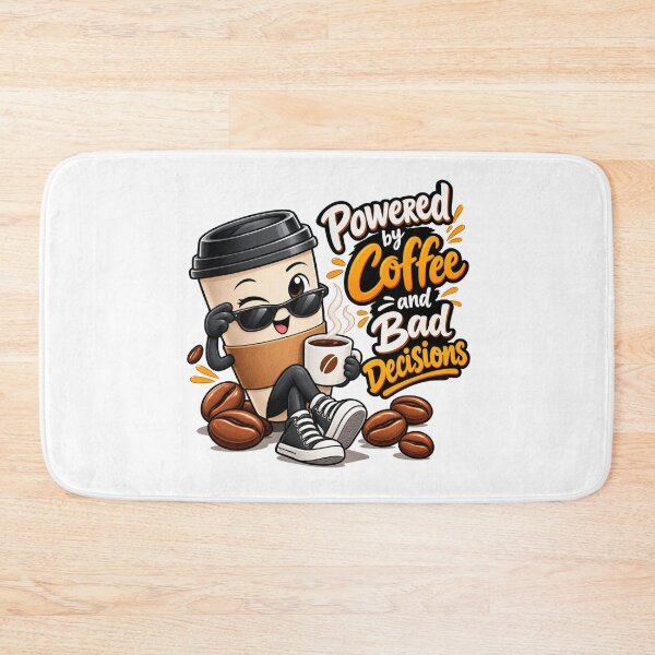 Item preview, Powered by Coffee bad decisions– Cute Coffee Cup Character Lover Gift designed and sold by HSE1.