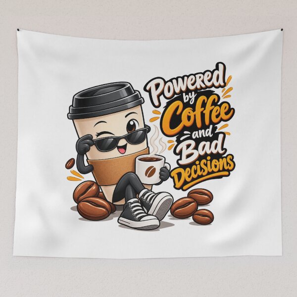 Item preview, Powered by Coffee bad decisions– Cute Coffee Cup Character Lover Gift designed and sold by HSE1.