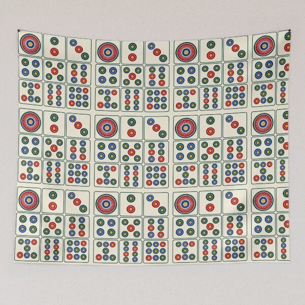 Item preview, Dots Nine – Mahjong Dot Suit Throw Pillow designed and sold by astersgraphics.