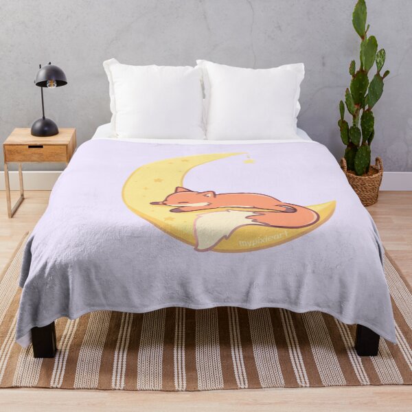 Artikelvorschau, Cute Sleeping Fox on the Moon Kawaii Starry Night Illustration entworfen und verkauft von Mypixieart.