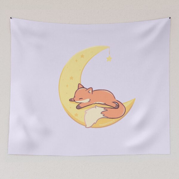 Item preview, Cute Sleeping Fox on the Moon Kawaii Starry Night Illustration designed and sold by Mypixieart.