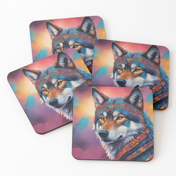 Item preview, Colorful Boho Wolf Portrait – Vibrant Wildlife Art designed and sold by Apex Designs.