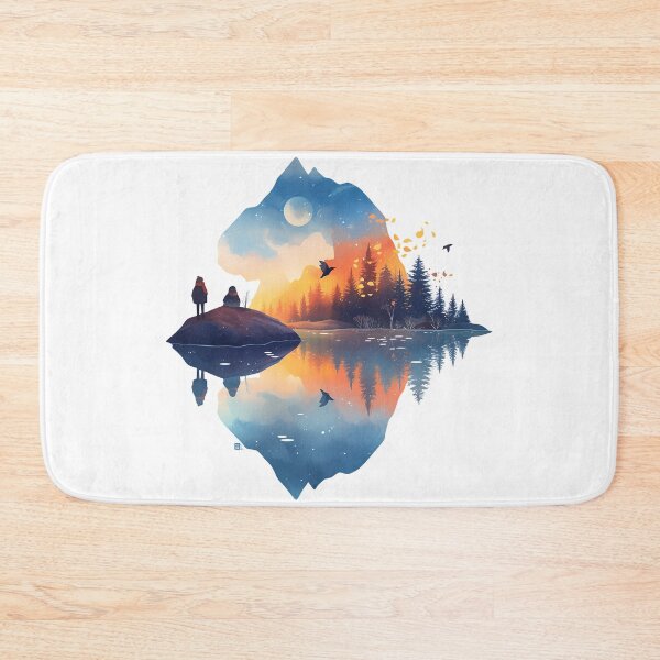 Item preview, Two Figures Contemplating Sunset Over Mountain Lake designed and sold by Khan06.