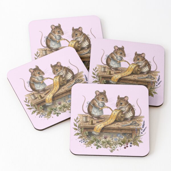 Item preview, Cute Tailor Mice Measuring with Vintage Tape Measure designed and sold by Merli7.
