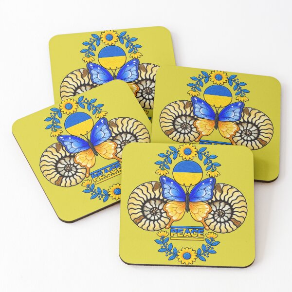 Item preview, stand with Ukraine Butterfly Sunflower Ammonite Fossil designed and sold by ArtDesignTp.