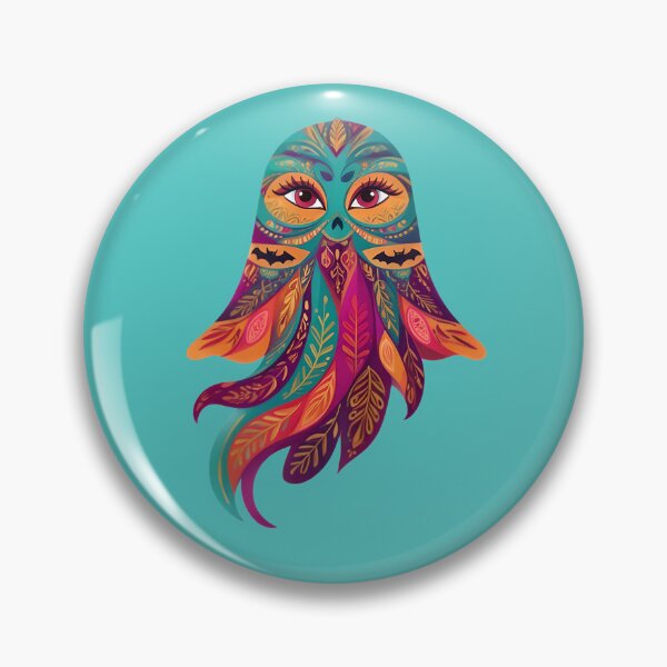 Artikelvorschau, Bohemian Ghost with leaves and bats - Colorful Halloween entworfen und verkauft von ParadoxParadox.