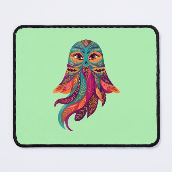 Artikelvorschau, Bohemian Ghost with leaves and bats - Colorful Halloween entworfen und verkauft von ParadoxParadox.