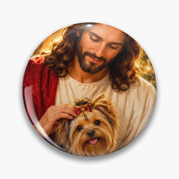 Item preview, Jesus Sitting With Yorkshire Terriers Christmas  designed and sold by Obinne.