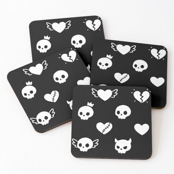 Item preview, Gothic Skulls and Hearts Seamless Pattern White designed and sold by Skulls & Calaveras.
