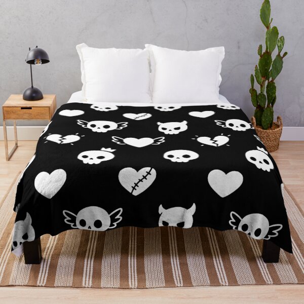 Item preview, Gothic Skulls and Hearts Seamless Pattern White designed and sold by Skulls & Calaveras.