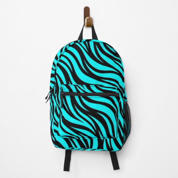 Aperçu de l'œuvre Electric Turquoise & Black Waves – Abstract Zebra Pattern créée et vendue par HO•Designs.