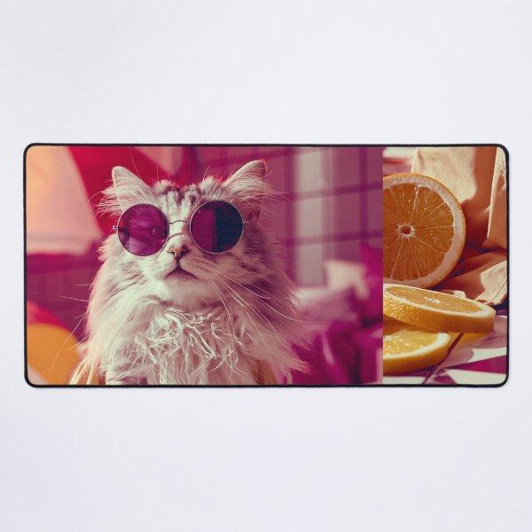 Item preview, Glam Fluffy Cat in Round Sunglasses & Robe — Retro Pool Party designed and sold by Designed By Shannon.