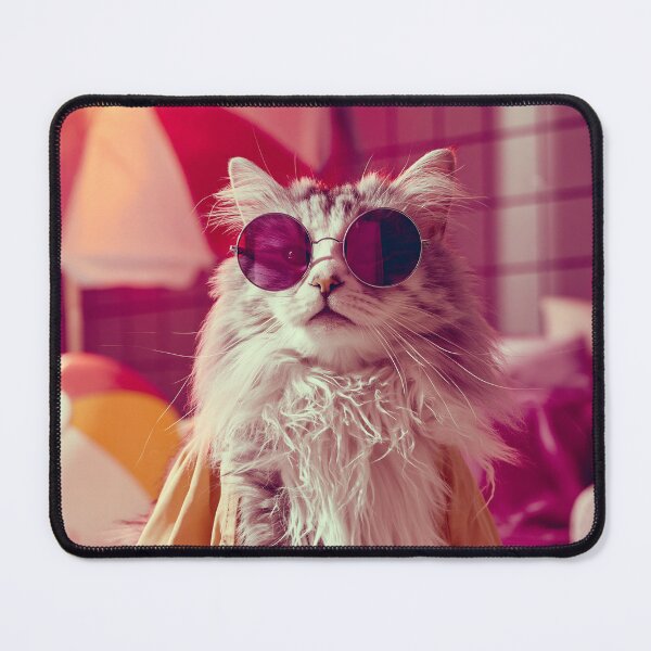 Item preview, Glam Fluffy Cat in Round Sunglasses & Robe — Retro Pool Party designed and sold by Designed By Shannon.