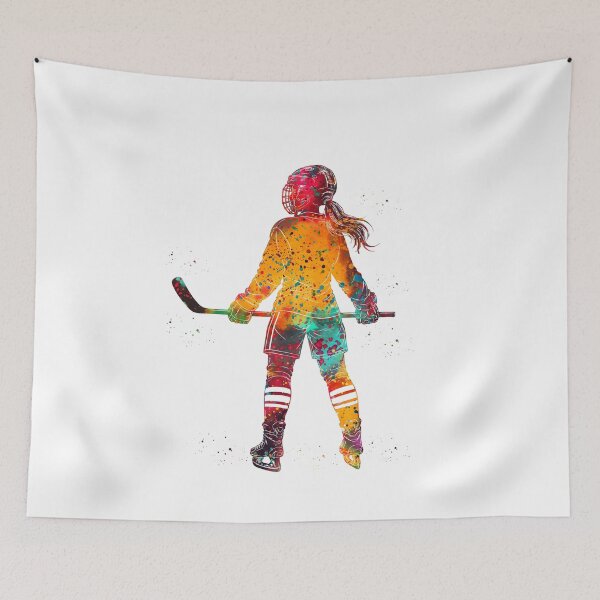 Item preview, Female Ice Hockey Player Watercolor Art designed and sold by Liededrom..