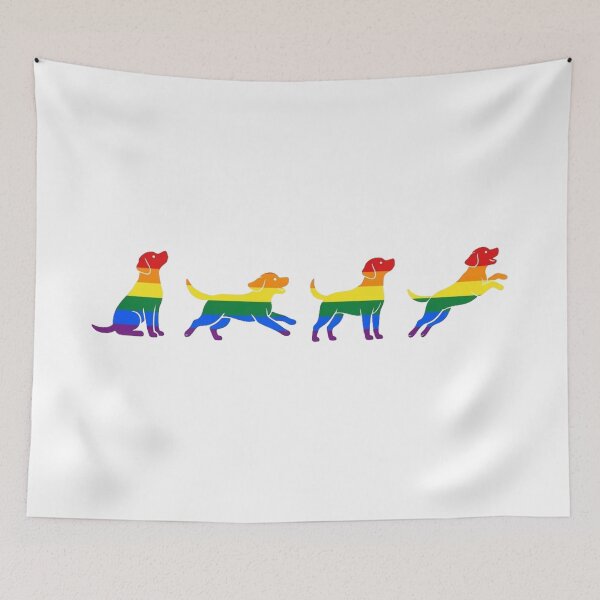 Item preview, Puppies Playing with LGBT Flag - Pride Rainbow Silhouettes designed and sold by Goodthingstree.