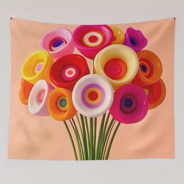 Item preview, Vibrant Abstract Flower Bouquet designed and sold by Vicky Brago-Mitchell®.