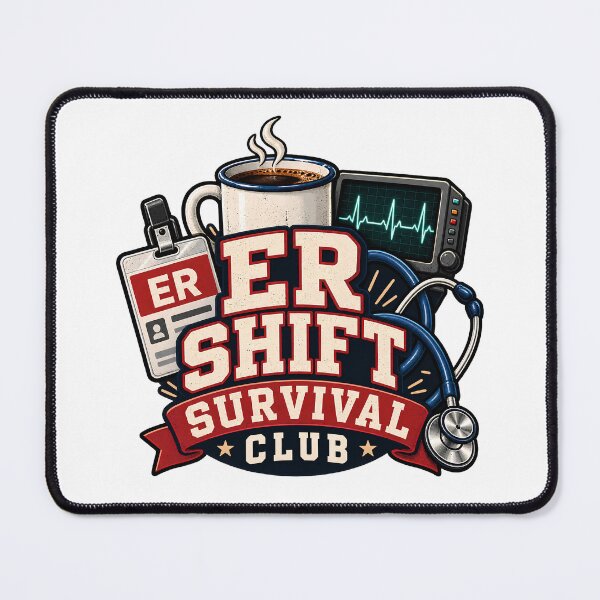 Item preview, ER Shift Survival Club Funny Emergency Room Nurse Badge Design designed and sold by Neurospicy Trolls.