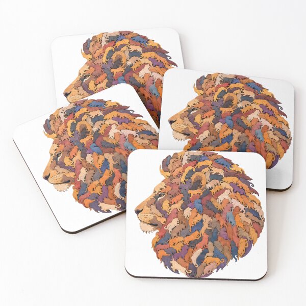 Item preview, Majestic Lion Pride Silhouette Wood Mosaic Art designed and sold by VisualVerseLab.