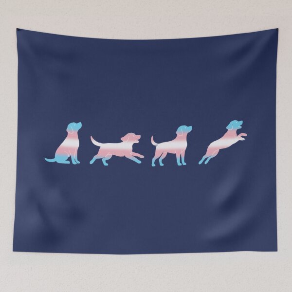 Item preview, Puppies Playing with Trans Flag - Pastel Pride Silhouettes designed and sold by Goodthingstree.