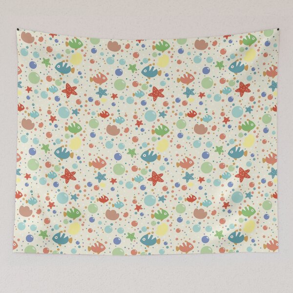Item preview, Cute Ocean Fish Bubble Pattern designed and sold by SmyrnaArtGalery.