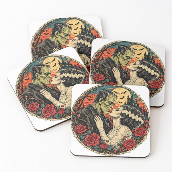 Item preview, Gothic Monster Couple With Red Roses and Full Moon,  designed and sold by Gold Turtle  Lina.
