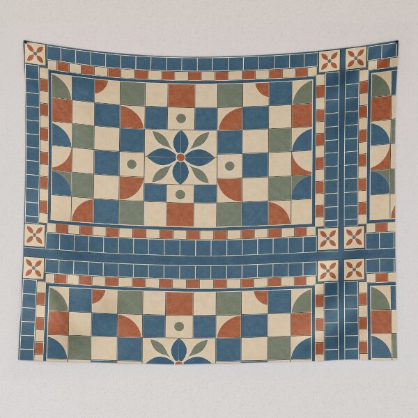 Item preview, Courtyard Tile – Mediterranean Geometric Bath Mat designed and sold by astersgraphics.