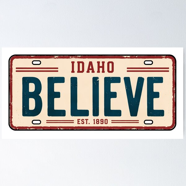 Item preview, Believe License Plate Idaho designed and sold by pikes84.