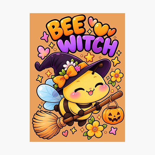 Item preview, Bee Witch Halloween – Cute Kawaii Witch Bee on Broom designed and sold by StickyDelights.