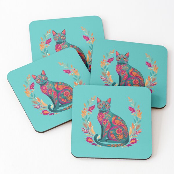 Item preview, Gato bohemio con flores y pájaro - Vida colorida designed and sold by ParadoxParadox.