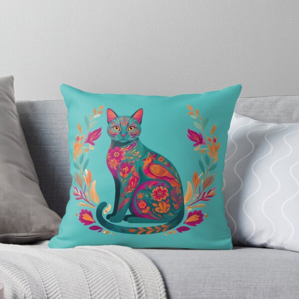 Item preview, Bohemian cat with flowers and bird - Colorful life designed and sold by ParadoxParadox.