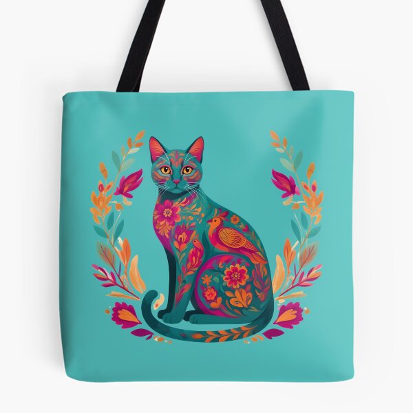 Item preview, Bohemian cat with flowers and bird - Colorful life designed and sold by ParadoxParadox.