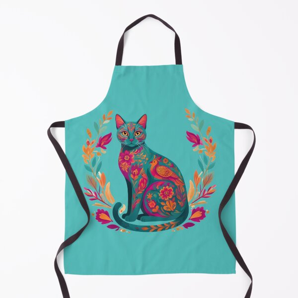 Artikelvorschau, Bohemian cat with flowers and bird - Colorful life entworfen und verkauft von ParadoxParadox.