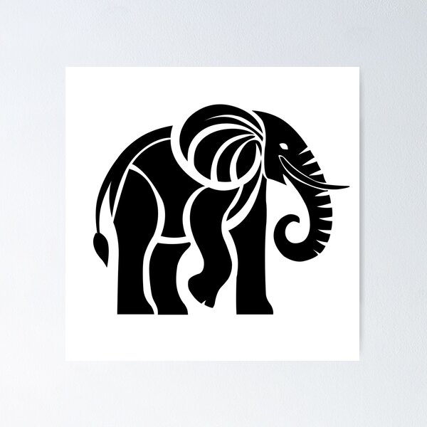 Item preview, Elephant – Minimalist black and white design designed and sold by SivaroStudio.