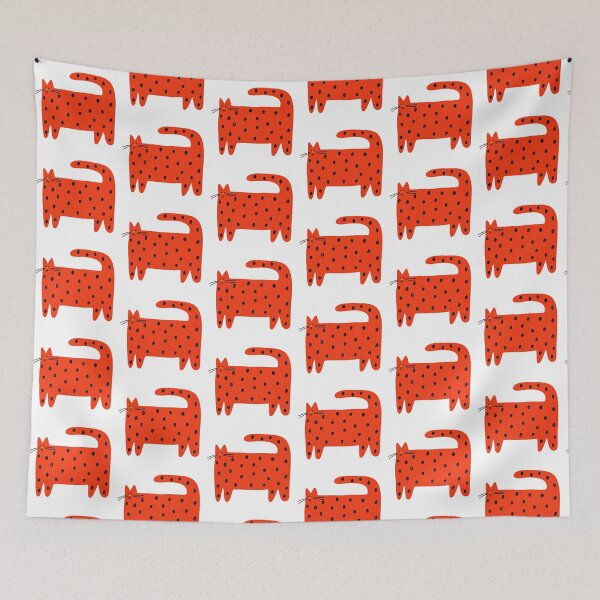 Item preview, Whimsical Orange Spotted Cat with Curly Tail designed and sold by -KRAFTWERK.