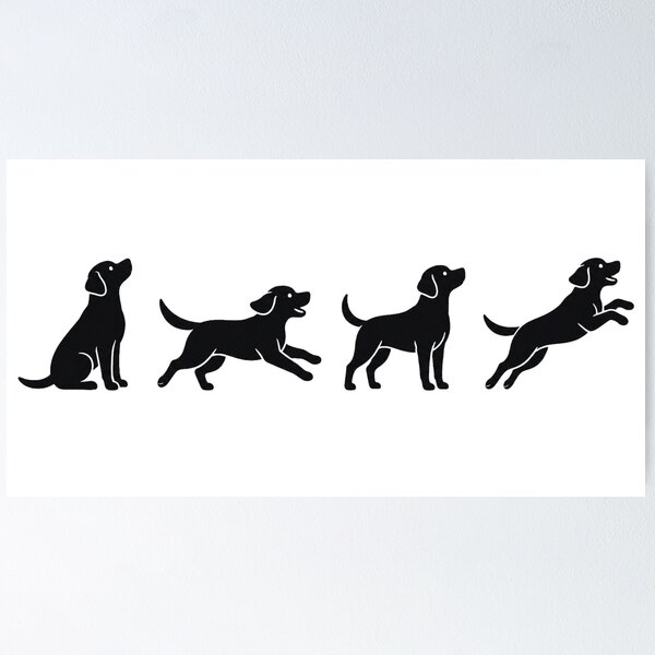 Item preview, Silhouettes of Black Labradors Playing - Minimalist and Tender Illustration designed and sold by Goodthingstree.