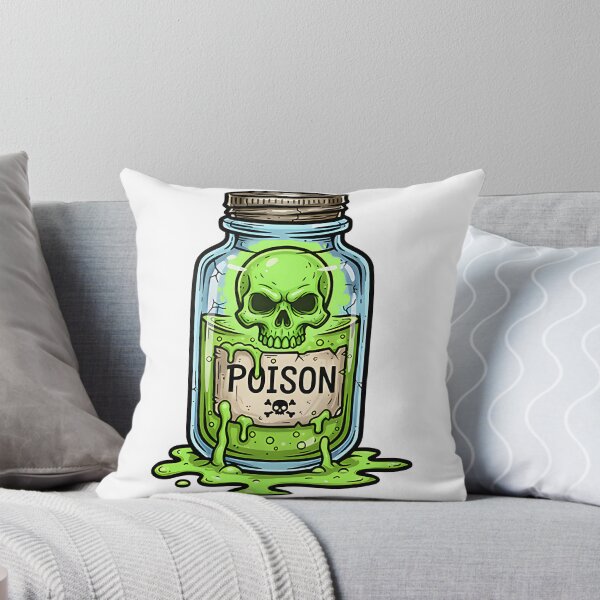Item preview, Ilustración de una botella de dibujos animados con un frasco de veneno, una calavera y una baba verde tóxica goteando. designed and sold by BlvckB0x.