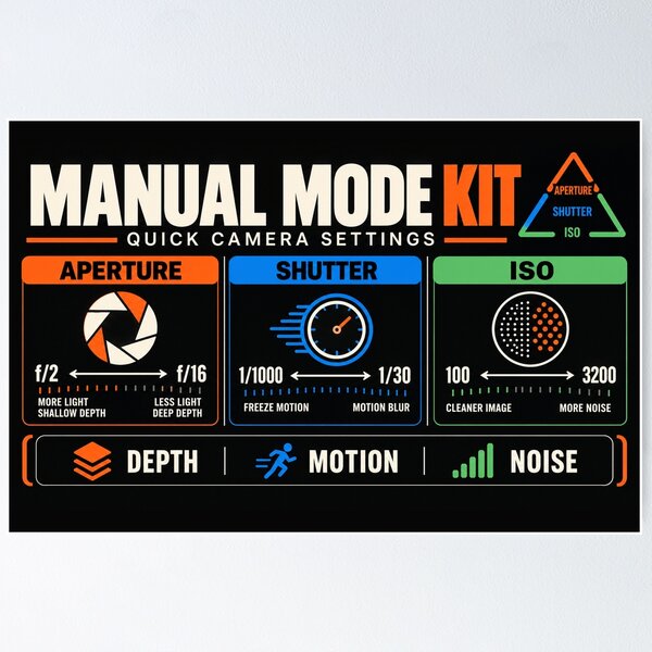 Item preview, Manual Mode Kit – Photography Settings Zipper Pouch designed and sold by astersgraphics.