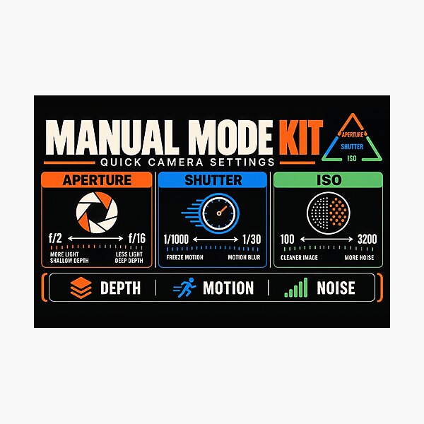 Item preview, Manual Mode Kit – Photography Settings Zipper Pouch designed and sold by astersgraphics.