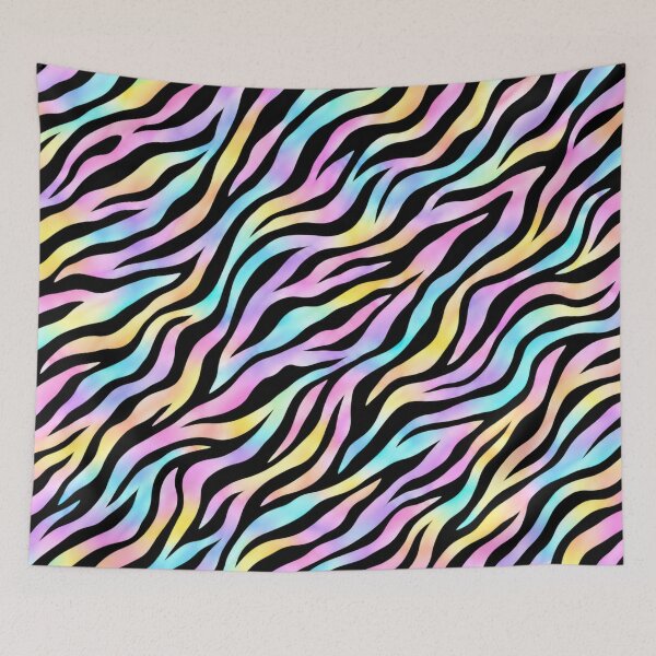 Aperçu de l'œuvre Pastel Rainbow Zebra – Black Animal Print Pattern créée et vendue par HO•Designs.